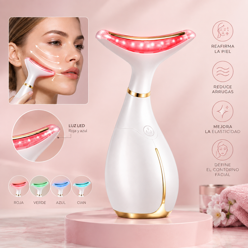 Masajeador Facial y de Cuello con Luz LED – Cuidado de la Piel en Casa